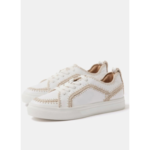 Mint Velvet White Leather Stitch Detail Trainers